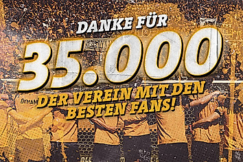 Grafik mit der Aufschrift: "Danke für 35.000 - Der Verein mit den besten Fans!"